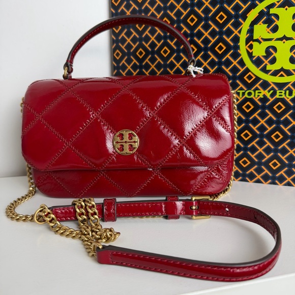Tory Burch Handbags - NWT Tory Burch Willa Shine Mini Top Handle Bag